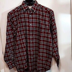 Banana Repulbic Mens Red/Brown/ White Plaid Shirt.  Sz M Long Sleeve